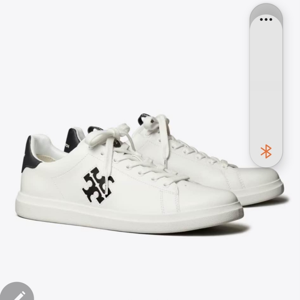 Tory Burch White and Black Logo Sneakers
